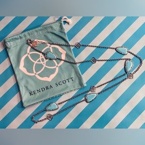 NWOT *KENDRA SCOTT* Vintage *KINLEY* Long Station Necklace … *SILVER•TURQUOISE*